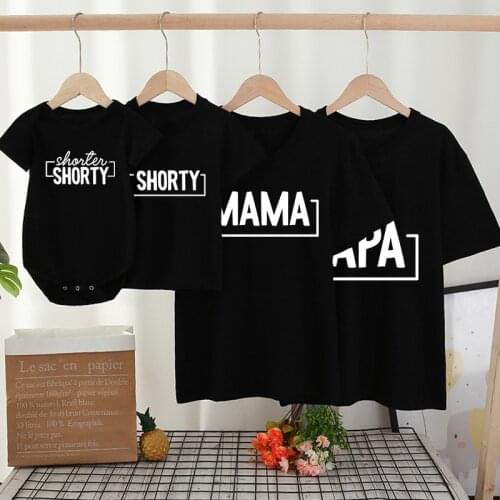 Family Matching Clothes Fashion Dad Mom Daughter Son Short Sleeve T-shirt for Daddy Mommy and Me Baby Rompers Girl Boy Clothing