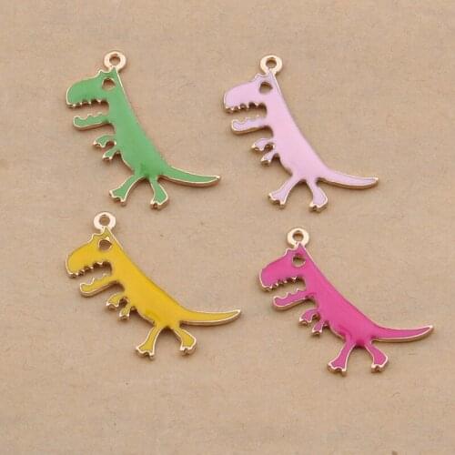 Cartoon Dinosaur Charms Animal Pendant for Jewelry Making Bracelet Necklace Earring DIY Accessories Handmade 100pcs 33x10mm