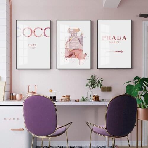 Perfume Poster Beauty Shop Posters Pink Wall Art Nordic Poster Parfum Canvas Painting Art Wall Pictures For Living Room Decor