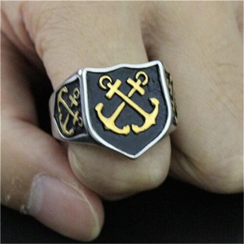 Rany&Roy Size 7-13 Anchor Ring 316L Stainless Steel Jewelry Fashion Anchor Ring