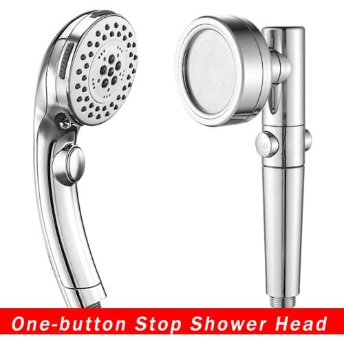RecabLeght One-Key Water Stop Rain Shower Head Adjustable Bath Showerhead Filter Handheld Nozzle High Quality Bathroom SPA Spray
