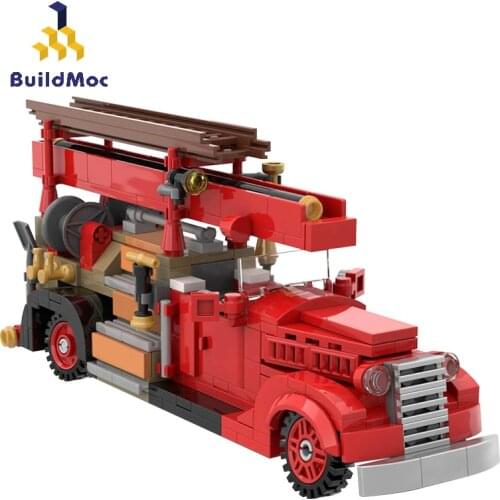 Buildmoc City Fire Station Car Fire Truck MOC Technic Car Model Firefighter Vehicle Building Blocks Bricks City Toy For Children
