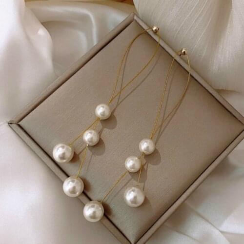 Korean Earings Fashion Jewelry Light Luxury High Quality Stud Earrings Simulation Pearl Long Earrings For Women Wholesale