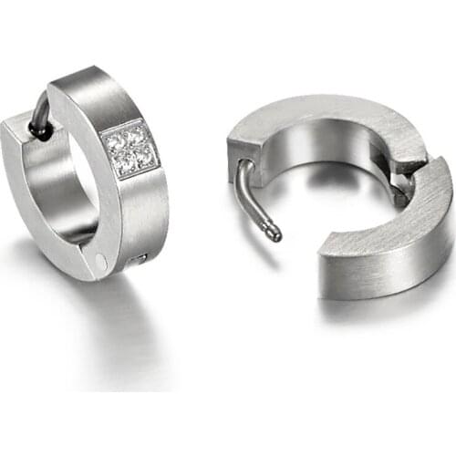 Soul Men New Fashion Hip Hop Cubic Zirconia Pure Titanium Hoop Earrings For Women Men Boys Rocker Health An-allergic Jewelry