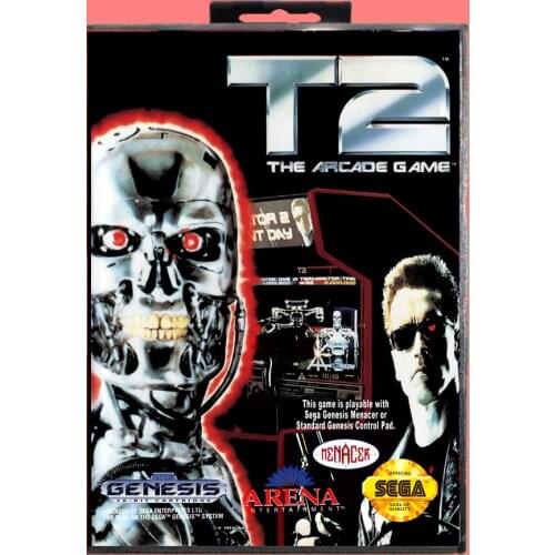 T2 The Arcade Game 16 Bit MD Game card with Retail Box For Sega Genesis & Mega Drive