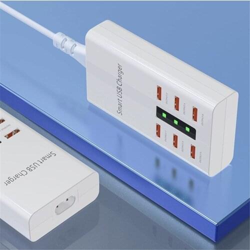30W Smart USB Charger 6 Ports Charging Station for Mobile Phone Tablet EU/US/UK Socket Hub Wall Charger Station Power Adapter