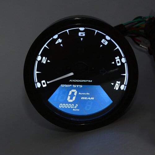 MOTOQUEEN Universal 12000RMP LCD Digital Speedometer Odometer Tachometer 1-4 Cylinders Motorcycle Gauge Dropshipping