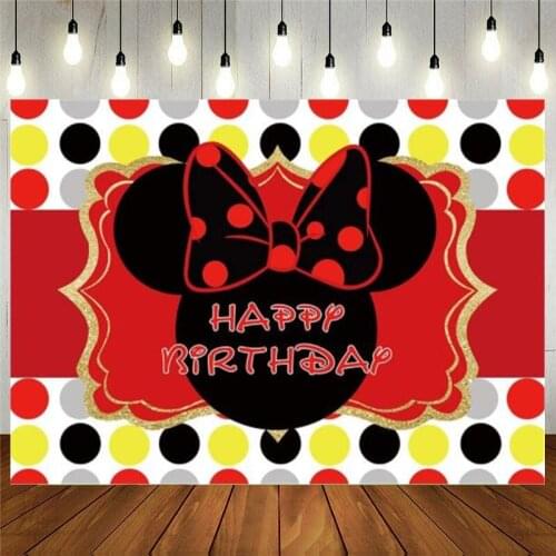 Mouse Photography Backdrop Vinyl Cloth Photo Shootings Background For Kid Baby Girls Birthday Party Photo Studio