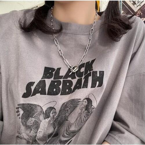 Buckle Women Necklaces Jewelry Long Womans Necklace Chain Pendant Ladies Lovers Silver Color Vintage European Metal Naszyjnik