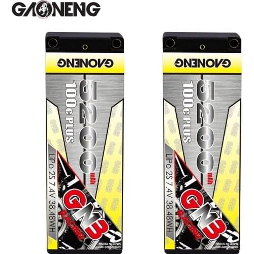 1-3pcs Gaoneng GNB 5200mAh 100C 2S 7.4V Rechargeable Lipo Battery 5.0mm Banana Plug T/XT60 Plug for 1:10 RC Car Boat