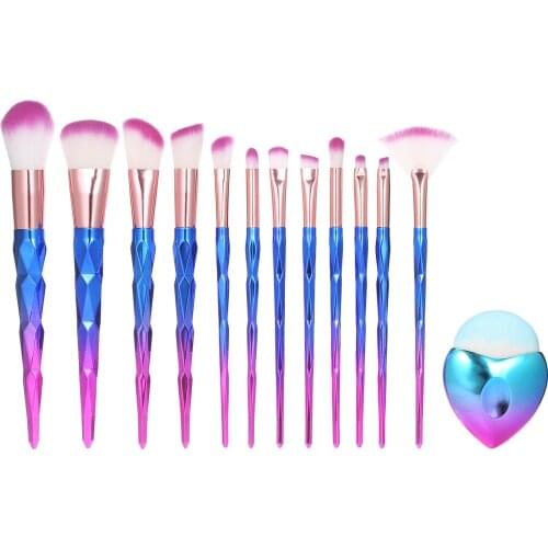 13Pcs Makeup Brushes Set with Bag Synthetic Hair Eyeshadow Brush Highlighter Brush Foundation Powder Eye Cosmetic Brushes
