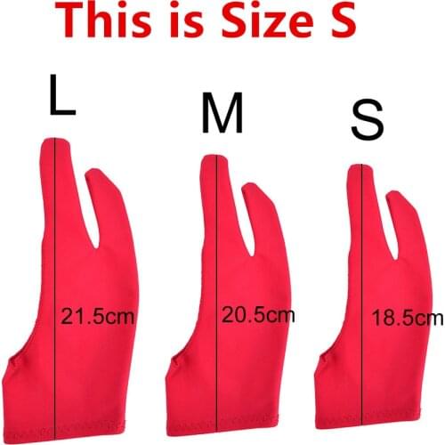 18.5cm Black Artist Drawing Glove For Any Graphics Drawing Tablet 2 Finger Anti-fouling,both For Right And Left Hand Size S