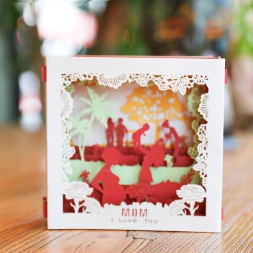 3D Laser Cut Handmade Mothers Life Mom I LOVE YOU Paper Greeting Cards PostCard Thanksgiving Mothers Day Gift