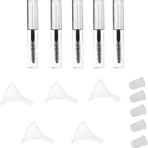 5 Bottles Mascara Container Tubes Vials Refillable and Funnels Portable 4ml