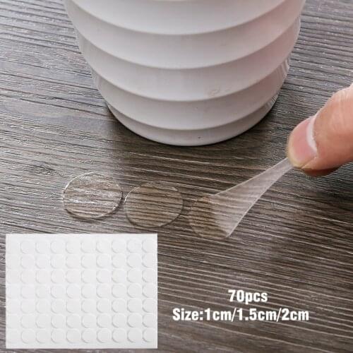 70 Pcs Circle Double Sided Tape Strong Acrylic Self Adhesive Film Clear Dot Stickers No Trace Seamless Invisible Universal Dots