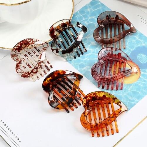 AWAYTR Heart-shaped Hair Claws Hair Comb Hair Pins Barrette Women Ladies Girl Hairwear Hair Clips Wild Headwear Hair Accessories