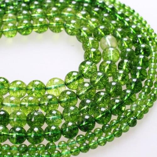 Natural Stone Beads Rock Crystal Green Peridot Crystal Round Loose Beads 4 6 8 10 12mm For Bracelets Necklace Jewelry Making