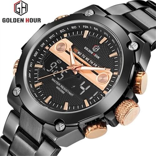 Mens Watches Top Brand Luxury Digital Quartz Watch Men Full Steel Waterproof Sports Military Wrist Watch Male Relogio Masculino