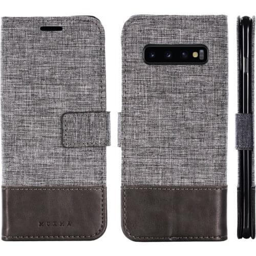 Muxma Case for Samsung S7 S8 S9 S10 Canvas Flip Leather Wallet Case For Galaxy Note 8 9 A3 A5 A750 M10 20 30 A10 A20 Phone Bag