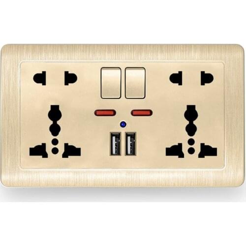 Delviz Wall Power Socket Universal 5 Hole 2.1A Dual USB Charger Port LED indicator UK Standard USB Switched Outlet