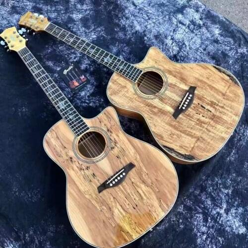 OEM Map Pattern 40 Inch Ivy Inlaid Wooden Guitar