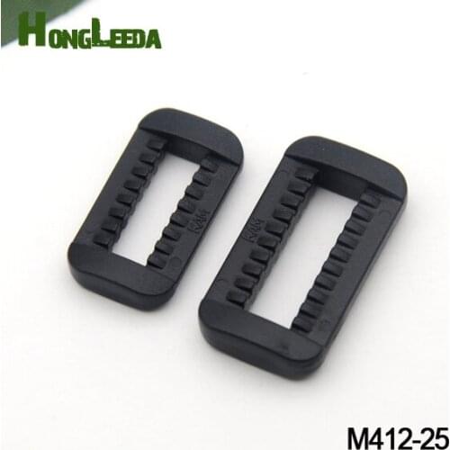 DIY 100pcs 20/25mm 1 inch black KAM plastic adjustable buckle with teeth line square rings luggage bag backpack M412-20/25