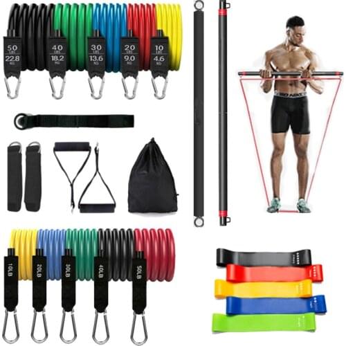 Top Latex Yoga Elastic Resistance Bands Upgrade Training Bar Set Pilates Fitness Tube Pull Rope Rubber Expander Bands Gym/Home