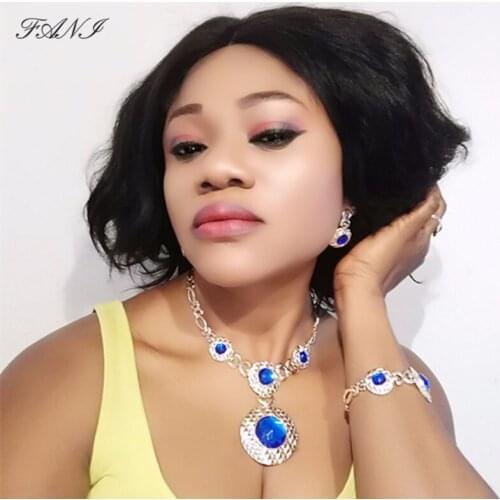 Fani Dubai Gold Colorful designer Jewelry Set Nigeria Women accessories Bridal jewelry set Fashion African Jewelry Set Wholesale
