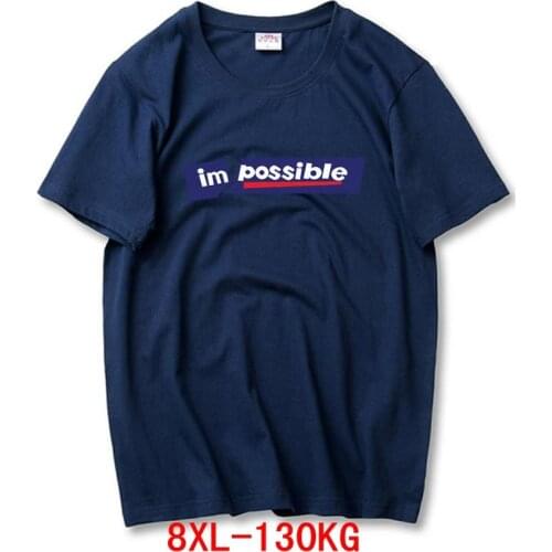 Mens Big T-Shirt Large Size 5XL 6XL 7XL 8XL Summer Short Sleeve Round Collar Letter Print Black Navy Blue Sports T-Shirt