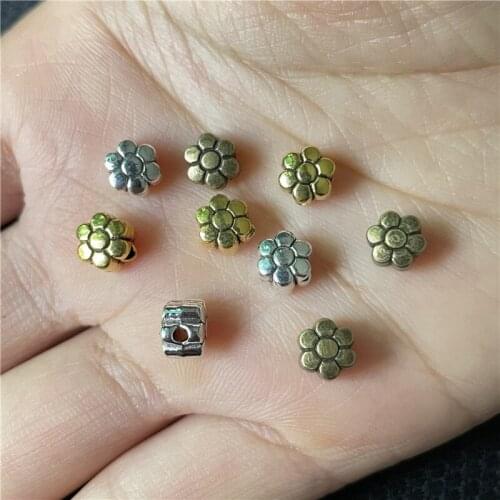 JunKang 30pcs 7mm plum-shaped perforated spacer beads handmade necklace bracelet connector Wholesale DIY Jewelry Accessories