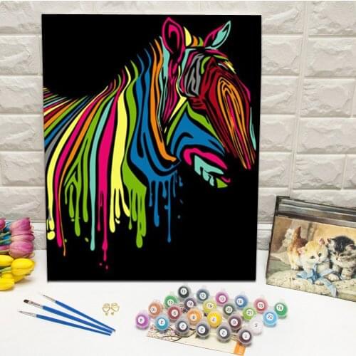 Framed Zebra Oil Painting by Number for Adults Hand Painted Canvas Wall Art Picture For Living Room Decoration Wall Art 40x50cm