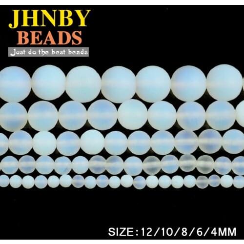 JHNBY Matte White Opal Natural Stone argenon Round Loose beads ball4/6/8/10/12MM Fashion Jewelry bracelet making accessories DIY