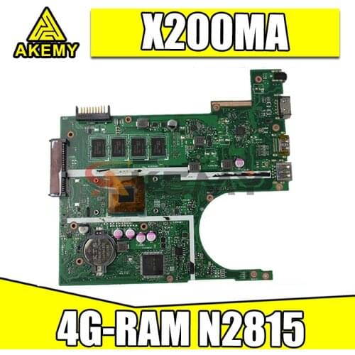 Akemy For ASUS X200MA F200M F200MA Pentium Laptop Motherboard with 4GB RAM N2815 CPU DDR3 X200MA Notebook Mainboard tested ok