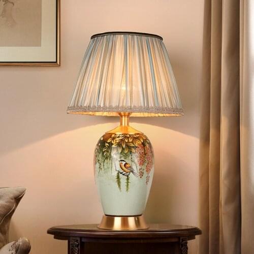 Copper table lamp bedside lamp high-end ceramic lamp luxury table lamps for living room decorated bedroom led lamps WJ121226