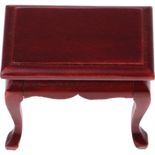 Mini Wooden End Table Tea Coffee Table For 1/12 Dollhouse Miniature Annatto Dollhouse Wooden Tea Table Accessory