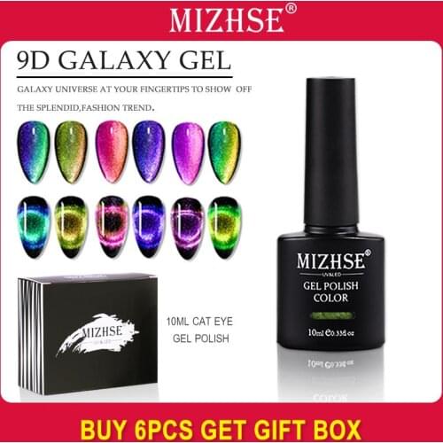 MIZHSE 10ml 9D Cat Eye Gel Polish Chameleon Magnetic UV Nail Varnish Soak Off Nail Art Gel Lacquer With Strong Magnet Stick