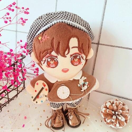 20cm Doll Outfit Plush Dolls Clothes painter pants cape shoes Stuffed Toys Dolls Accessories for Korea Kpop EXO Idol Dolls Gift