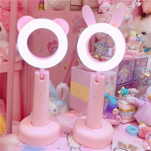 Lovely Pink Animal Bear Rabbit 3 Colors Night Light Lamp For Kids Study Gifts