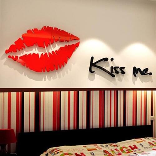 2021 New Fashion Wall Stickers Sexy Red Lips Wallpaper For Living Room Bedroom Background Decals Murals 3D Art Paintings Poster