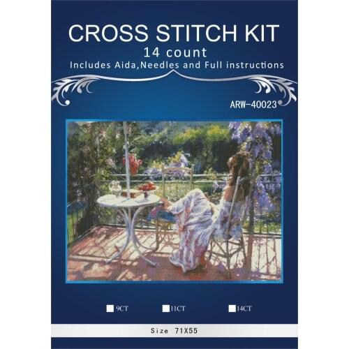 Oneroom Wisteria Girl 4CT White Canvas People Needlework,Embroidery,DIY DMC Cross stitch kit Counted Cross-Stitching Home