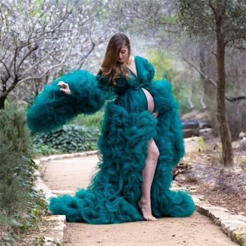 Tiered Ruffles Maternity Dress Night Robes 2020 Photography Dress Plus Size Party Sleepwear Fashion Nightgown Robe Custom Made