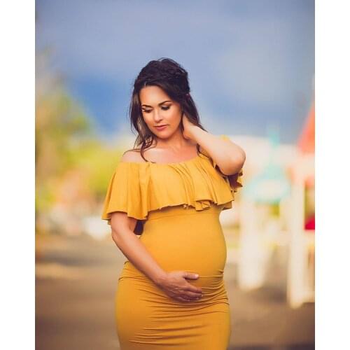 Shoulderless Maternity Dresses For Photo Shoot Maternity Photography Props Pregnancy Dress Photography Maxi Dress Gown Pregnant