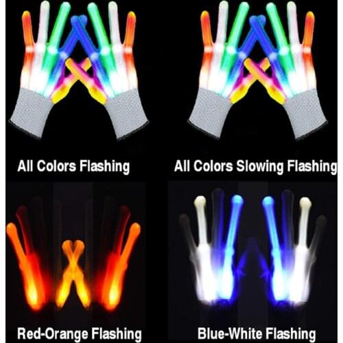 LED Gloves Colorful Flashing Gloves Luminous Novelty Gloves Party Favor Toys