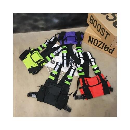 2019 Reflective strip Tactical Bag Men Nylon Chest Rig Bag Hip Hop Streetwear Functional Boy Chest Rig Tactical Waist Pack