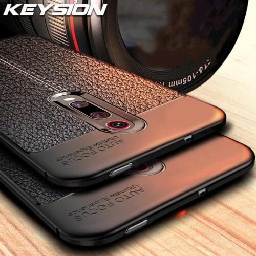 KEYSION Shockproof Case for Xiaomi Mi 9T Pro Mi 9 SE K20 Case Soft TPU Ltchi Pattern Back Cover for Redmi K20 Pro Note 7s Y3