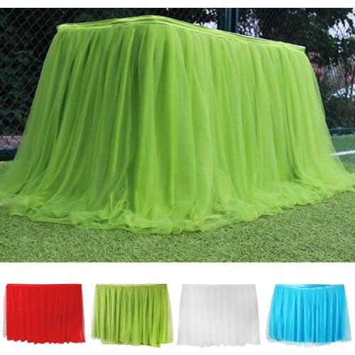 Home Decoration With Tablecloth + 3 Table Clips Wedding Party Decoration Multi Colors Table Skirt 75*100CM Party tulle tutu