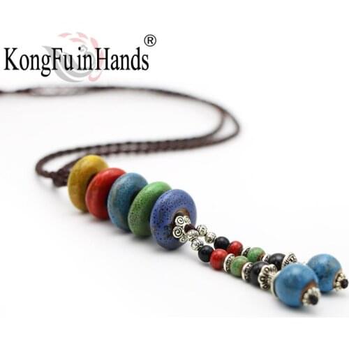 Kongfu in hands Statement Vintage Long Necklace Ethnic jewelry Rope Chain Necklace Women Accessorie Christmas gift New Arrival