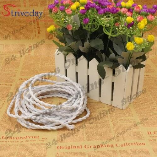 White Color - 5m/lot 2x0.75 Vintage rope Wire Twisted Cable Retro Braided Electrical Wire Fabric Wire DIY Pendant Lamp Wire Lamp