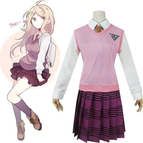 High quality Danganronpa V3 Akamatsu kaede cosplay costume Womens uniform Anime JK school uniform
