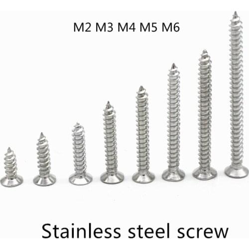 10/20pcs Screws 304 Stainless Steel M2 M3 M4 M5 M6 Hard Self-tapping Wall Screw Countersunk Head Nail Miniature Wood Fasteners